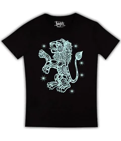 Прикольные футболки: знаки зодиака - лев на черной